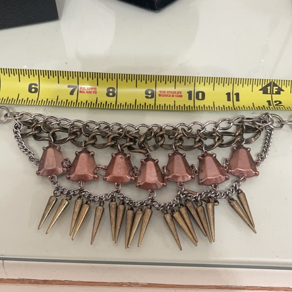 Urban Outfitters chunky linked necklace collar choker spike bib edgy - Picture 14 of 15